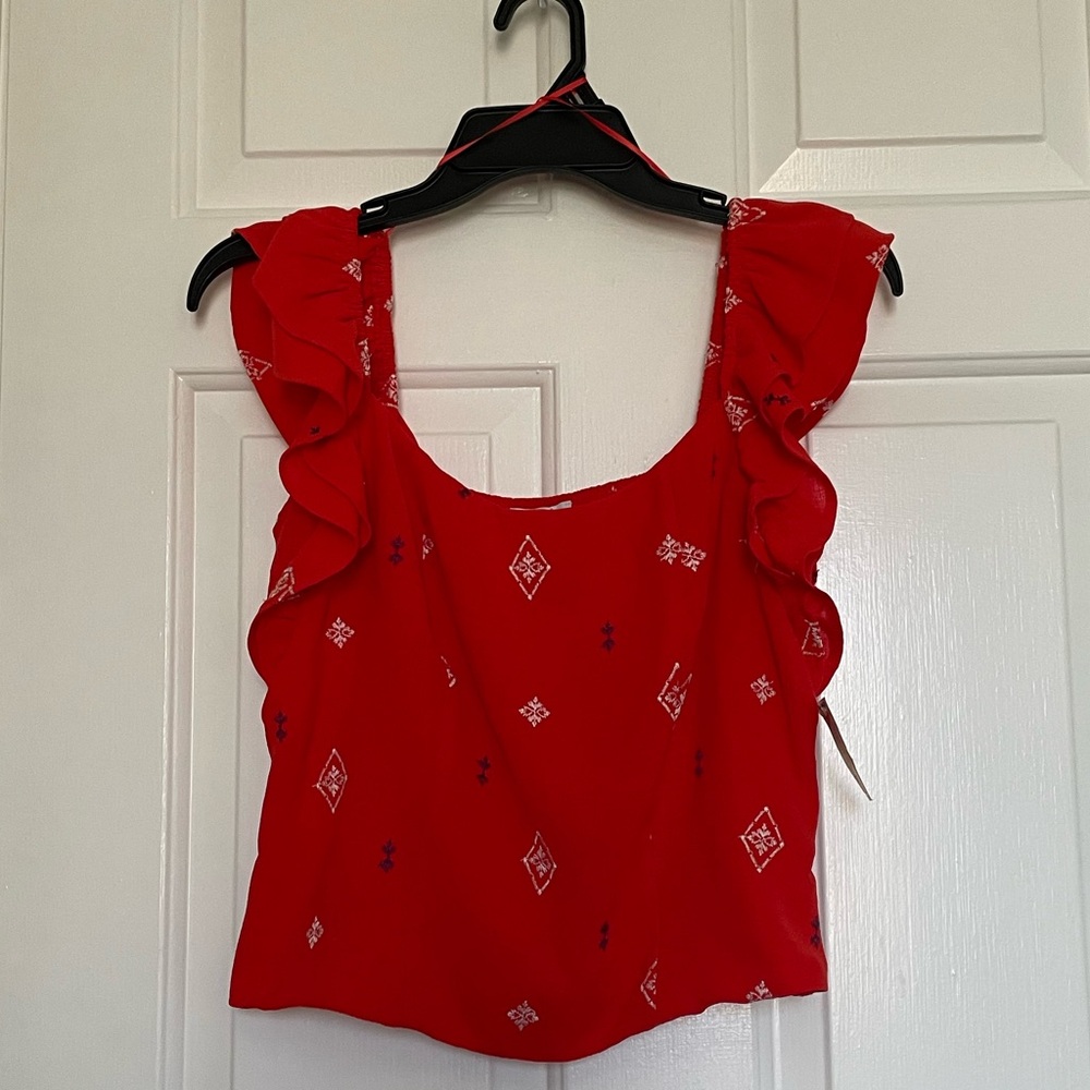 3/$25! Red Ruffle Blouse - Picture 1 of 5